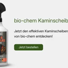 bio-chem Kaminscheibenreiniger: kraftvoller Aktivschaum gegen Ruß, Schmauch und Fett. Ideal zum Kaminscheibe reinigen eingebrannt.