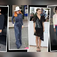 Quatre femmes célèbres montrent comment s'habiller quand on est petite : robe noire, combinaison à pois, robe asymétrique, chemise et jean.
