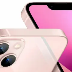 Różowy iPhone 13 premiera. Dwa obiektywy aparatu i ekran z notchem.