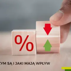 Drewniane kostki z symbolem procentu i strzałkami w górę/dół. Dyskutujemy o stopie depozytowej i jej wpływie na finanse.