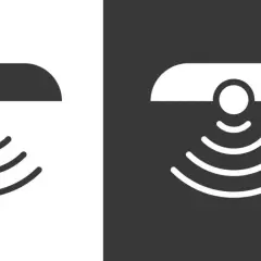 Símbolo de sensor de movimiento con ondas que emanan de un círculo central.