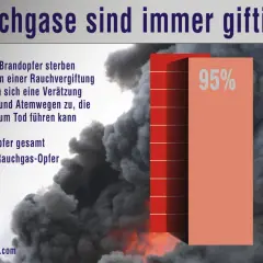 Rauchgase sind giftig: 95% der Brandopfer sterben an Rauchvergiftung oder Verätzungen. Die Grafik zeigt die traurigen Anzeichen von Rauchvergiftung.