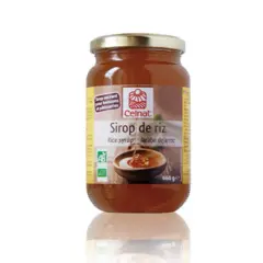 Bocal de sirop de riz Celnat, un sucrant naturel idéal pour remplacer le sucre dans vos boissons et pâtisseries. 460g.