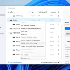 SDcard-Scan mit Disk Drill, einem Tool zur Datenrettung. Hier wird die SDcard als Speichergerät angezeigt, bereit für die Suche nach verlorenen Daten.