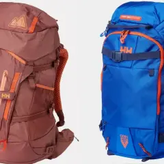 Dos mochilas, una marrón y otra azul, listas para preparar la mochila para una aventura.