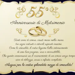 55 anni di matrimonio: nozze di smeraldo, un legame prezioso come la gemma, celebrato con amore e complicità.