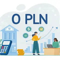 Darmowe konto dla firm 0 PLN. Grafika przedstawia bank, kalkulator, stos monet i dwie kobiety pracujące przy biurku.