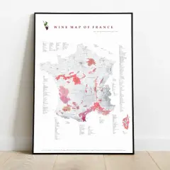 Mapa Francji z zaznaczonymi regionami winiarskimi. Odkryj bogactwo francuskich winnic i ich unikalne terroir.