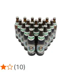 Eine Kiste Augustiner Helles Bier. Der Alkoholgehalt ist typisch für ein Helles.