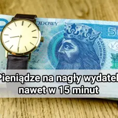 Zegarek na stosie banknotów 50 zł.