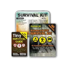 Kit de supervivencia EDC avanzado "Pocket 45" y guía de supervivencia de bolsillo. ¡Tu póliza de seguro de vida!