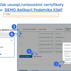 Unieważnianie certyfikatu w KSeF. Wybierz powód unieważnienia, np. "Certyfikat został zastąpiony nowym", aby skorzystać ze **skonto**.