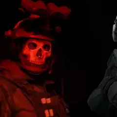 Dwóch żołnierzy z maskami czaszek, jeden w czerwonym świetle, drugi z karabinem. Ikoniczni bohaterowie z gry Call of Duty.
