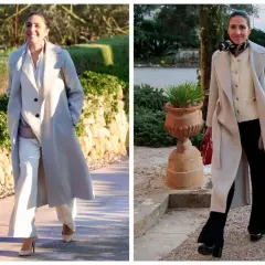 Mery Perelló luce elegante con abrigos largos y pantalones.