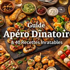 Un guide pour un apéro dînatoire réussi : tartines, verrines, quiche et brochettes colorées.