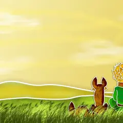 Le Petit Prince et son renard contemplent le soleil couchant. Une belle image pour une citation baptême petit prince.