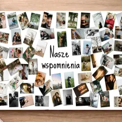 Kolaż zdjęć z napisami "Nasze wspomnienia" w jakości HD. Widoczne pary, rodziny i chwile uchwycone w pięknych kadrach.
