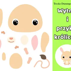Zestaw elementów do wycinania po linii, by stworzyć uroczego króliczka.