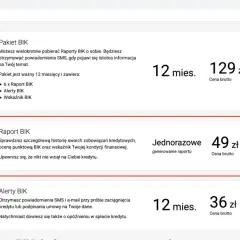 Raport BIK jednorazowy kosztuje 49 zł. Sprawdź, czy założenie konta w BIK jest płatne, analizując dostępne pakiety.