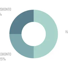 Kreisdiagramm zeigt, wie viele Konten man haben sollte: Hauptkonto 50%, Sparkonto 25%, Vermögenskonto 25%.