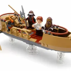 Lego 75396: Han Solo, Chewbacca und ein Imperial Patrol Trooper auf einem Sandgleiter.