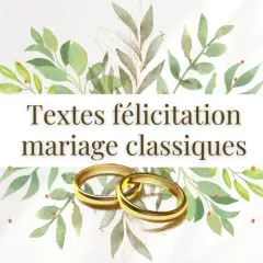 Anneaux d'or sur fond floral, avec le titre "Textes félicitation mariage classiques".