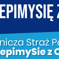 Niebieskie tło z białym napisem: #SZCZEPIMYSIĘ Z OSP i Ochotnicza Straż Pożarna #SzczepimySie z OSP.