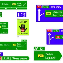 Nowe znaki drogowe pokazują kierunki do Gdańska, Łeby, Lęborka, Wrocławia, Strzelec Opolskich, Kędzierzyna-Koźla, Warszawy i Siedlec.