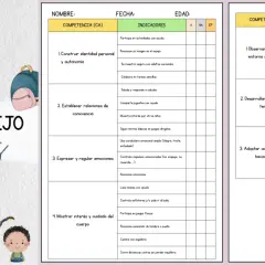 Lista de control educación infantil para niños de 3 años, con indicadores de desarrollo personal, social y del entorno.