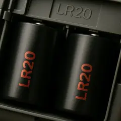 Dwie baterie LR20 w czarnym opakowaniu. To właśnie takie baterie do Junkersa zapewnią mu zasilanie.