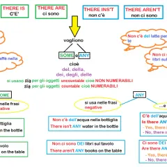 Schema per la scuola primaria che spiega l'uso di SOME e ANY in inglese, con esempi pratici.