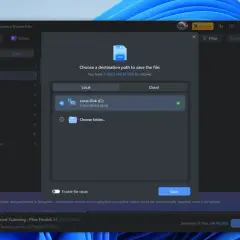 EaseUS Data Recovery Wizard pomaga odzyskać 5 plików. Wybierz lokalizację zapisu, np. Dysk C, aby zakończyć proces.