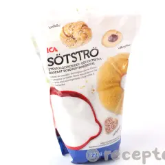 ICA Sötströ, ett sötningsmedel baserat på steviolglykosider och erytritol, perfekt för att ersätta socker i bakverk och drycker.