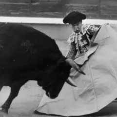 Un torero se enfrenta a un toro bravo en la arena. El toro, que mató a Yiyo, embiste con fuerza.