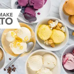 Verschiedene Sorten Eis, inspiriert von einem original italienisches Eis Rezept. Mit Beeren, Zitrone, Karamell und mehr.