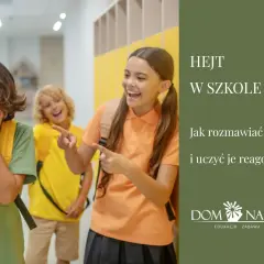 Dziecko 9 lat zakrywa twarz, podczas gdy inne dzieci śmieją się i wskazują palcami. Obrazek dotyczy hejtu w szkole.