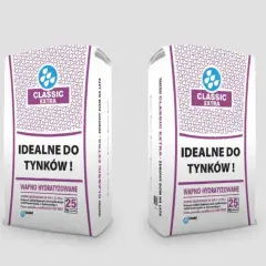Dwie torby wapna gaszonego Classic Extra, idealnego do tynków. Produkt budowlany, 25 kg.