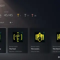 Cyberpunk 2077 trofea: 100% ukończenia, platynowe trofeum "Never Fade Away" i wiele innych.