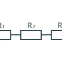 Schemat obwodu elektrycznego: trzy rezystory R1, R2, R3 połączone szeregowo.