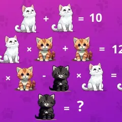 Zagadka matematyczna z kotami. Biały kot + biały kot = 10. Pomarańczowy kot x pomarańczowy kot + pomarańczowy kot = 12. Biały kot x pomarańczowy kot - czarny kot x biały kot = ?. Ile iq ma kot?