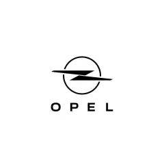 Czarny symbol błyskawicy w okręgu, poniżej napis OPEL.