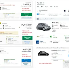 Ile kosztuje wypożyczenie samochodu na tydzień? Ceny zaczynają się od 122 zł za Fiata 500.