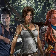 Nathan Drake, Lara Croft i Aloy – bohaterowie gier podobnych do Tomb Raider, gotowi na przygodę w dżungli.