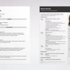 CV Marty Nowak, Koordynatorki Sprzedaży. Dokument zawiera dane osobowe, wykształcenie, doświadczenie zawodowe, kluczowe umiejętności i języki obce. Wniosek o podwyżkę nie jest widoczny.