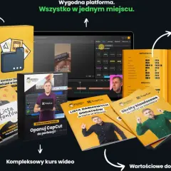 Zestaw materiałów do nauki CapCut: pliki projektów, lista czcionek, dodatki i skróty klawiszowe.
