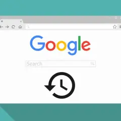 Ikona zegara z strzałką symbolizuje historię przeglądania w oknie przeglądarki Google.