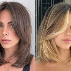 Dos mujeres lucen un bob moderno con capas atrevidas. Cortes de pelo mujer corto y chic que enmarcan el rostro.