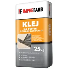 Imprefarb Klej do płytek ceramicznych C1, 25kg. Idealny, jeśli zastanawiasz się, jaki klej do płytek wybrać do wnętrz.