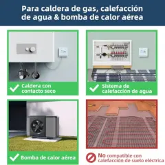 Sistema de calefacción domótica para caldera de gas, bomba de calor y suelo radiante.