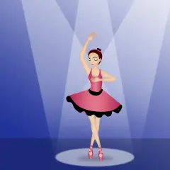 Ballerina in tutù rosa, con un elegante piede a punta, esegue una posa aggraziata sotto i riflettori.